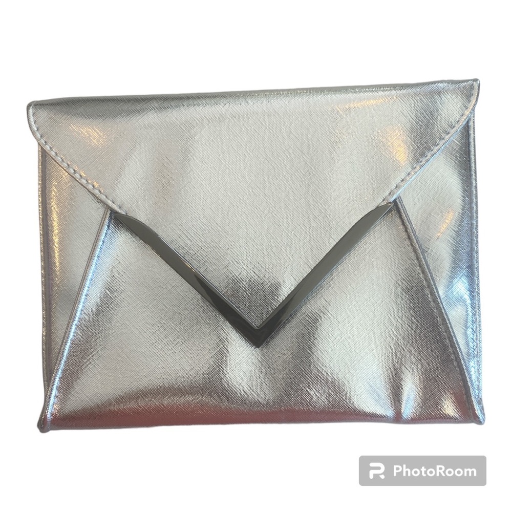 La Prarie clutch silver metallic makeup pouch
